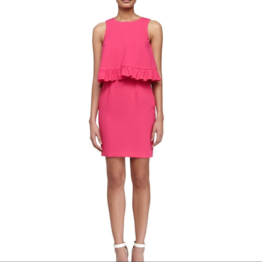 Trina Turk Dress Pink Kayleen Peplum Popover Sz 2